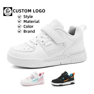 Kids Casual Shoes Boys Girls School Sneakers Black PU Leather Sporty Comfortable Winter Spring