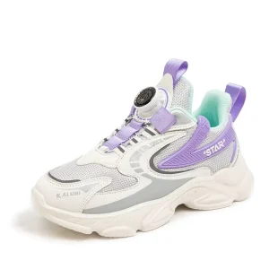 Kids Casual Spinning Button Sports Primary and Secondary School Students Soft Sole Mesh Teenage Boys and Girls’ Shoes