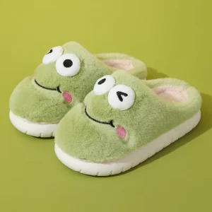Kids Children Boys Girls Winter Animal Frog Bear Fuzzy Plush Thick Sole Home Warm Indoor Slipper