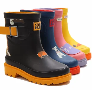 Kids Children fox Printing Rubber Rain Wellington Gum Boots for Girl Boy