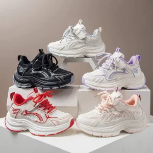 Kids Chunky Sneakers Hook and Loop Breathable Non Slip Sole Custom Logo Kids Shoes