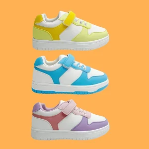 Kids Color Block Velcro Sneakers Breathable Air Cushion Casual Shoes
