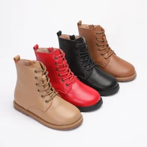 Kids Combat Shoes Winter Zipper Lace up Outdoor Boots for Boys and Girls