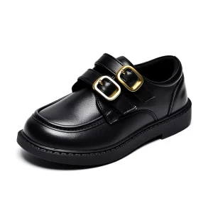 Kids Comfortable Uniform Shoes Girls Hook and Loop Fastener Casual School Loafers