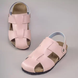Kids Cork Sandals Pure Color Leather Soft Breathable Kids Fashion Non-slip Beach Slippers for Summer