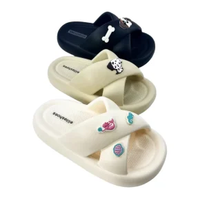 Kids’ Cross Strap Upper Custom PVC Patch Accent EVA Outsole Slippers Soft Durable Summer Outdoor Wear