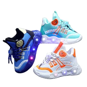 Kids Custom Basketball Shoe Children’s Luminous Shoes Sports Casual Shoes Running Leather Surface Wear Resistant Anti slip