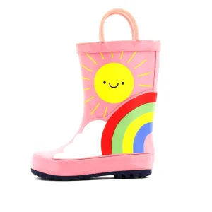 Kids Custom Rainbow Girls Shoes Rubber Waterproof Rain Boots for Children