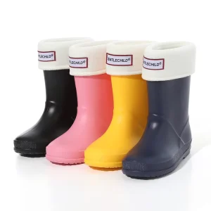 Kids Custom Solid Color Rain Boots with Detachable Thermal Lining Warm Comfort for Outdoor Camping