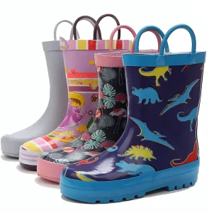 Kids Customized Waterproof Dinosaur Print Matt Rubber Boots for Children Boy
