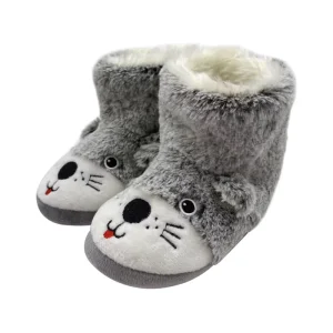 Kids Cute Boot Slippers with Warm Plush Fleece Fluffy Fuzzy Winter Warm Animal Slippers Slip on Booties