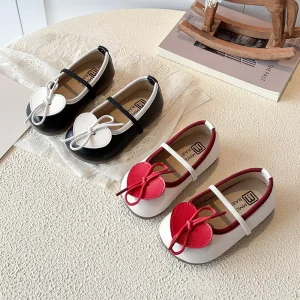 Kids Cute Heart Flats Spring Autumn Children Slip On Shoes Soft Sole Lovely Girls Dress Shoes