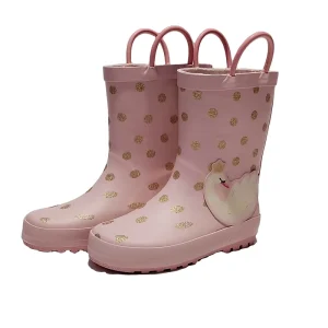Kids Cute Rubber Rain Boots Fashionable Colorful Flat Heel Comfortable Soft Waterproof Light Weight Midi Natural Rubber