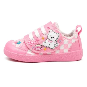 Kids Cute West Highland White Terrier Patch Canvas Sneakers Adjustable Strap Anti Collision Children Casual Walking Shoes