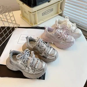 Kids’ Dad Shoes Retro Sneakers for Children’s Chunky Platform Boys and Girls High-heeled Comfortable Breathable Running Shoes
