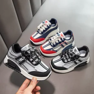 Kids Dad Shoes Spring Summer New Korean-Style Boys Sneakers Polyurethane Upper Breathable Lace-up Soft Sole Girls Shoes