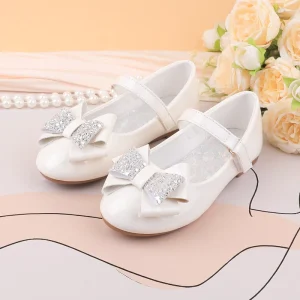 Kids Dress Shoes Autumn Princess Children’s Sports Shoes Soft-soled Antislip Light Weight Slip-On Closure Bow Design Girls’ Shoes
