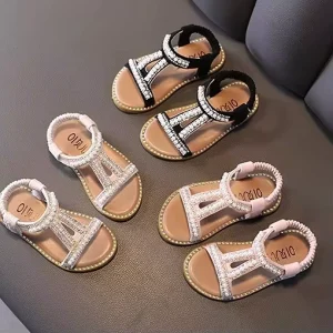 Kids Dress Shoes Girls Flat Fashion Beads Sandals Toddler Girls Princess Summer Shoes