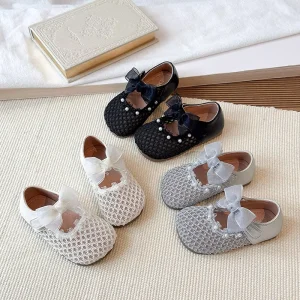 Kids Dress Shoes for Spring Autumn Soft Sole Bow Princess Design for Baby Girls
