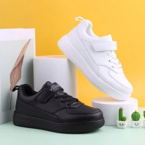 Kids Fashion Casual Sneakers PU Leather Lightweight Walking Running Shoes Chaussures Enfants School Shoes Kids Dress Shoes