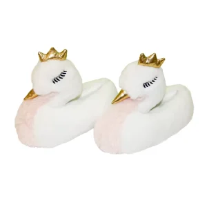 Kids Faux Fur Indoor Slippers Winter Slippers Fluffy Swan Slippers for Girls