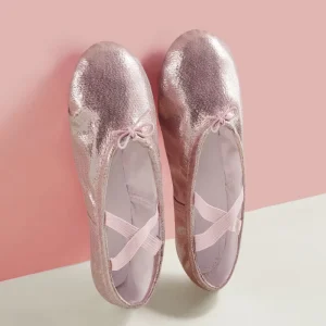 Kids Girls Ballet Practice Shoes Soft Sole Comfortable Non Slip Breathable PU Crystal Pink Cat Claw Leather Sole