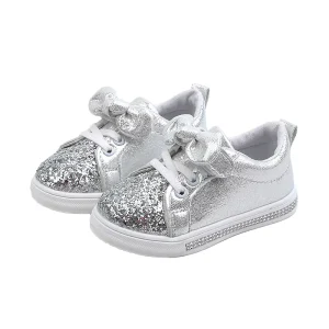 Kids Girls Board Shoes for Spring Autumn Casual Sweet with Bow Flat and Soft Sole Rubber Insole