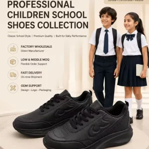 Kids Girls Boys School Shoes Breathable Lightweight PU Leather EVA Sole Casual Sneakers Non-slip Durable