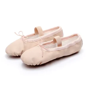 Kids Girls Pink Dance Wear Full Sole Leather Ballet Shoes