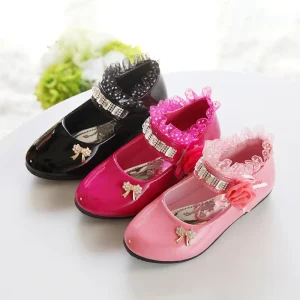 Kids Girls Princess Party Dress Shoes Children Shoes Flowers Girl Pu Leather