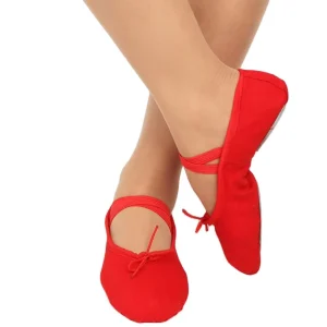 Kids Girls Red Pink White Black Soft Canvas Split Sole Ballet Dance Shoes