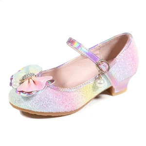 Kids Heels Girls’ Leather Shoes Korean Version High Heels Princess Shoes Silver Child Dance Shoes for Summer Wear 666 19