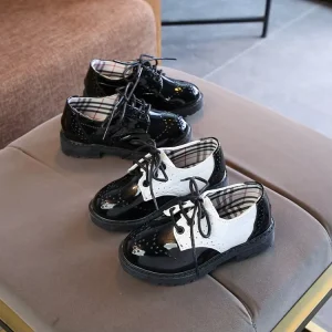Kids High Quality Children’s PU Leather Shoes Student School Performance Fashion Black Shoes for Girls and Boys