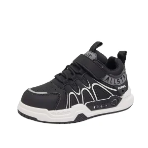 Kids High-top PU Leather Sneakers Velcro Non-slip Athletic Shoes for Boys Girls School Outdoor Running Casual Footwear
