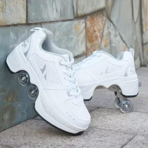 Kids LED Fluorescent Roller Skate Sneakers Auto Walking Design With Light up Wheels Universal Skating Shoes Outdoor