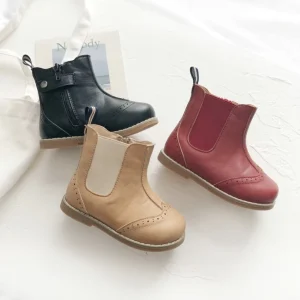 Kids Leather Chelsea Boots Waterproof Children Sneakers Gray Black Boots for Baby Girl Boots Boy Shoes