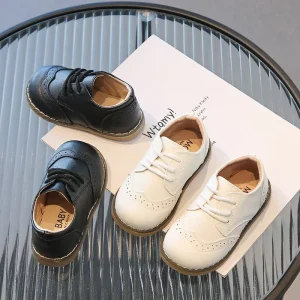 Kids Leather Outdoor Running Shoes Walking Shoes Breathable Sneakers Children’s Sports Board Shoes Fashion Boys Non-slip