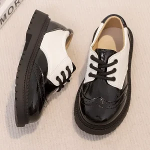Kids Leather Sneaker Durable Everyday Wear Leather Children’s Shoes Unisex Kids Shoes for School Daily