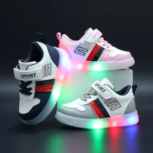 Kids Led New Light up Sneakers Boots Shoes with Bow