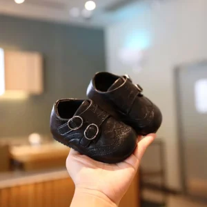 Kids Loafers Spring Autumn Soft Sole Non Slip First Walkers British Style Black Casual Shoes