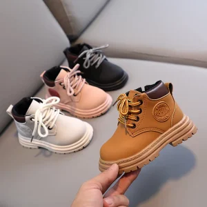 Kids Martin Boots Non Slip Rubber Sole Flat Heel Low Cut Design Zip Closure Stitching Detailing Slip On Style