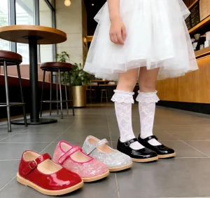 Kids Mary Jane Shoes Glitter Princess Flats for Girls