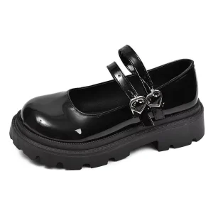 Kids Mary Jane Shoes Patent Leather Platform Heart Buckle Non Slip Girls School Church Formal Shoes