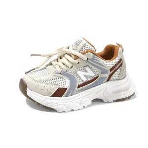 Kids Mesh Sneakers Lightweight Breathable Lace-Up Casual Sports Shoes Boys Girls Spring Autumn