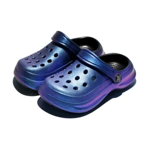 Kids Metallic Iridescent Clogs Lightweight Slip on Water Shoes Breathable Garden Sandals for Summer Beach Casual Daily Wear