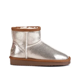 Kids Metallic Microfiber Snow Boots Soft Barefoot Anti-Slip Faux Fur Lining Warm Winter Ankle Boots TPR Outsole