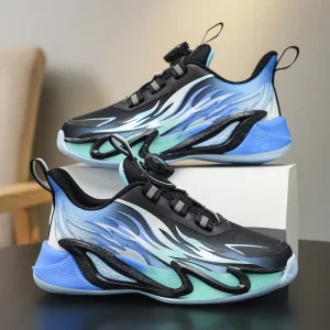 Kids Mid-Top Sports Basketball Shoes Breathable EVA Upper Cotton Outsole Mesh Lining for Boys