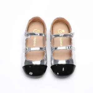 Kids New Design Silver Metallic Princess Mary Jane Ballet Flats Toddler Girls Party Shoes Winter Summer Spring