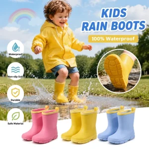 Kids PVC Rain Boots Factory Supply Soft & Light Comfortable Waterproof Footwear for Fishing Beach & Tide Picking