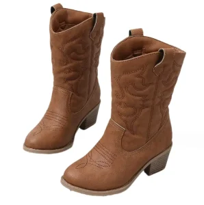 Kids Pigskin Rubber Winter Cowboy Boots Custom Design Children Ankle Boots Girls Shoes Boy Boots for Kids